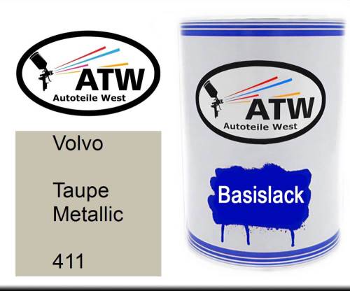 Volvo, Taupe Metallic, 411: 500ml Lackdose, von ATW Autoteile West.